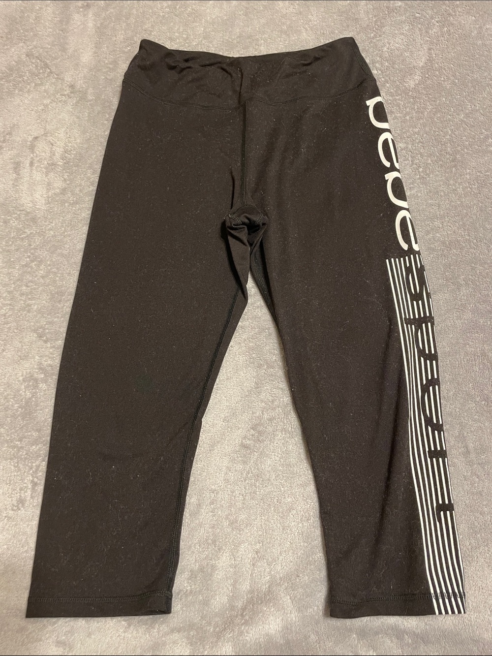 Black Capri Leggings with White Side Logo